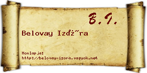 Belovay Izóra névjegykártya